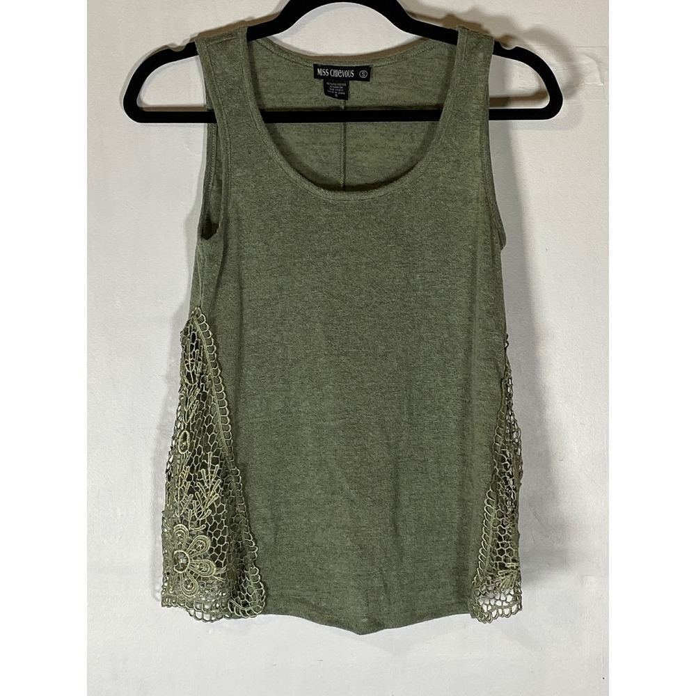 Olive Green Crochet Lace Side Tank Top Boho Festival S Earthencore Cottage Fairy